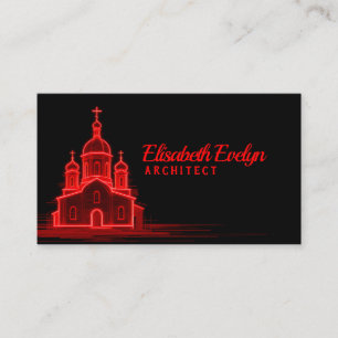 Red Orthodox Church Sketch on Black Background Business Card