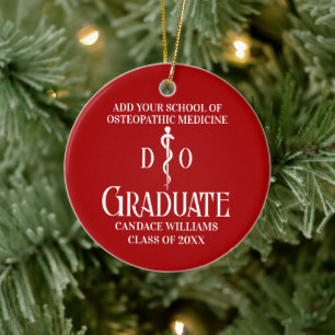 Red Osteopathic Medical School Graduation Ceramic Tree Decoration