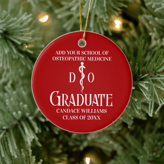 Red Osteopathic Medical School Graduation Ceramic Tree Decoration (Tree)