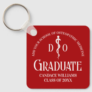 Red Osteopathic Medical School Graduation Custom Key Ring