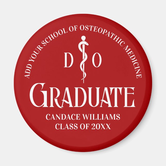 Red Osteopathic Medical School Graduation Custom Magnet (Front)