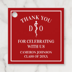 Red Osteopathic Medical School Graduation Party Favour Tags