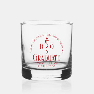 Red Osteopathic Medical School Graduation Whiskey Glass