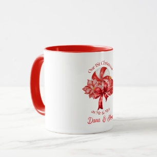 Red Our 1st Christmas Peppermint Poinsettia Mug