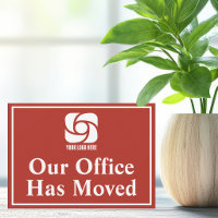 Red Our Office Has Moved Business Logo