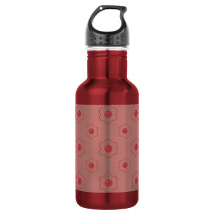 Red Outlined Cartoon Flower Pattern 532 Ml Water Bottle