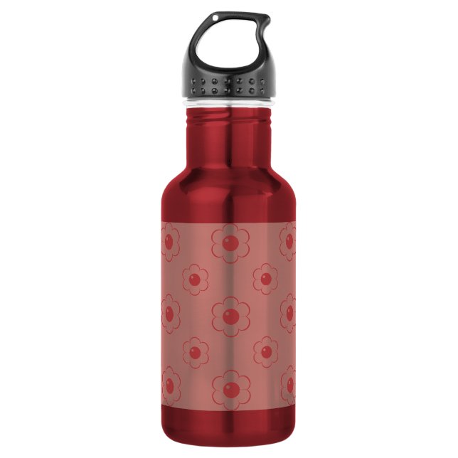 Red Outlined Cartoon Flower Pattern 532 Ml Water Bottle (Front)