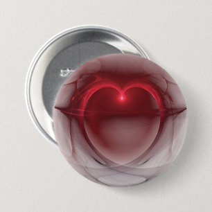 Red Outlined Heart   Silky Black and White 7.5 Cm Round Badge