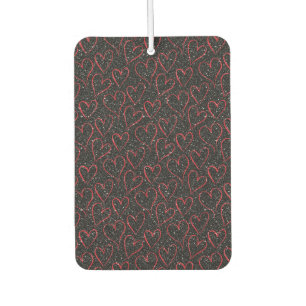 Red Outlined Hearts Sketch Car Air Freshener