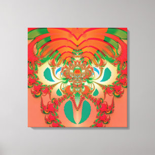 Red Owl Fractal Abstract Art Canvas Print