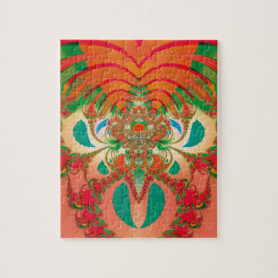 Red Owl Fractal Abstract Art Jigsaw Puzzle
