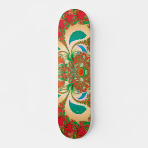 Red Owl Fractal Abstract Art Skateboard