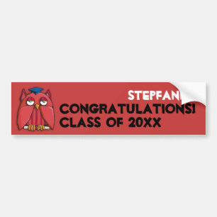 Red Owl Grad red Birthday Bumper Sticker
