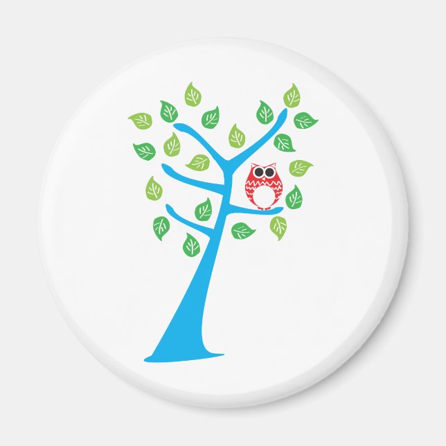 Red Owl In Tree Magnet (Front)