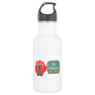 Red Owl Teacher At Chalkboard 532 Ml Water Bottle