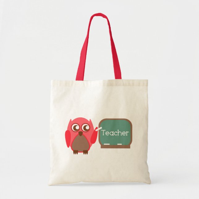 Red Owl Teacher At Chalkboard Tote Bag (Front)