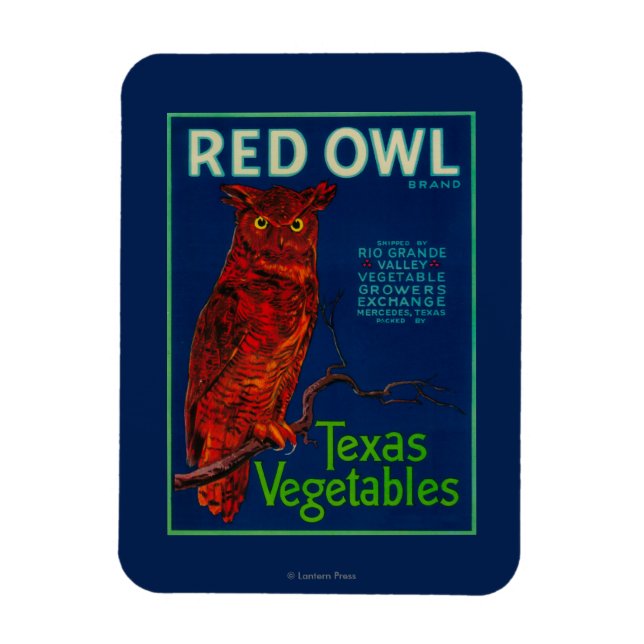 Red Owl Vegetable Label Magnet (Vertical)