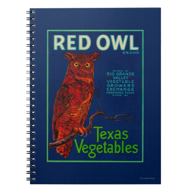 Red Owl Vegetable Label Spiral Notebook (Front)