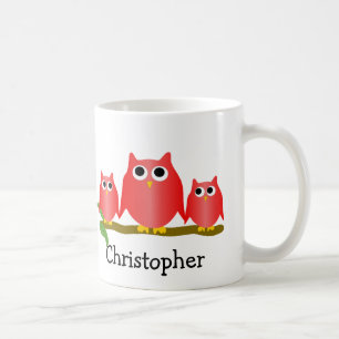 Red Owls Design Personalised Coffee Mug