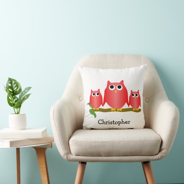 Red Owls Design Personalised Cushion (Chair)