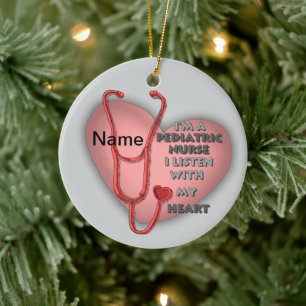 Red Paediatrics Nurse Ceramic Tree Decoration