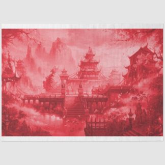 Red Pagoda Asian Decoupage Paper
