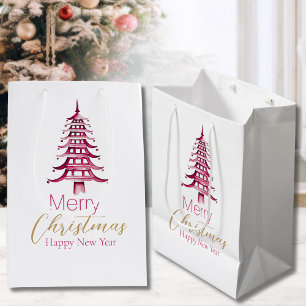 Red Pagoda Christmas Tree Gift Bag