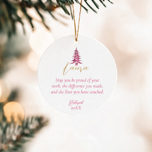 Red Pagoda Christmas Tree Retirement 1-Photo Ceramic Tree Decoration