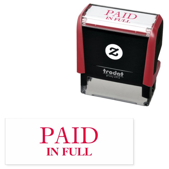 Red Paid in Full Office Self-inking Stamp (In Situ)