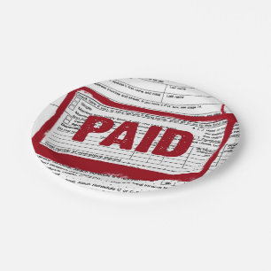 red PAID stamp on tax form Paper Plate