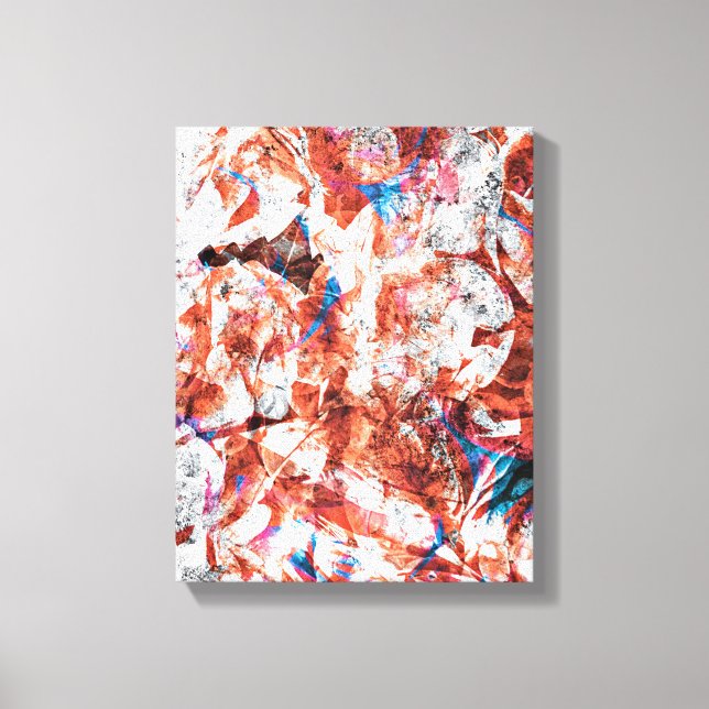 Red paint brush abstract modern digital art canvas print (Front)