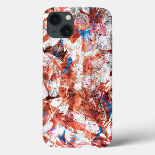 Red paint brush abstract modern digital art iPhone 13 case