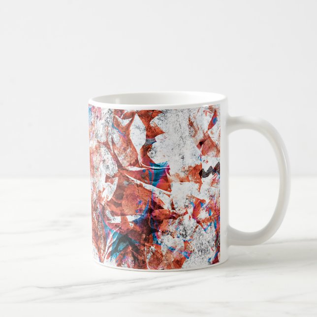 Red paint brush abstract modern digital art coffee mug (Right)