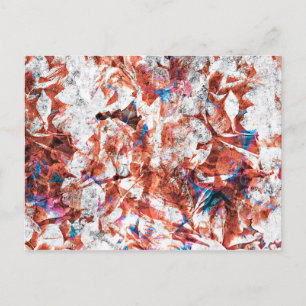 Red paint brush abstract modern digital art postcard