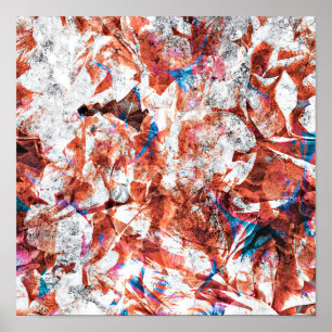 Red paint brush abstract modern digital art poster