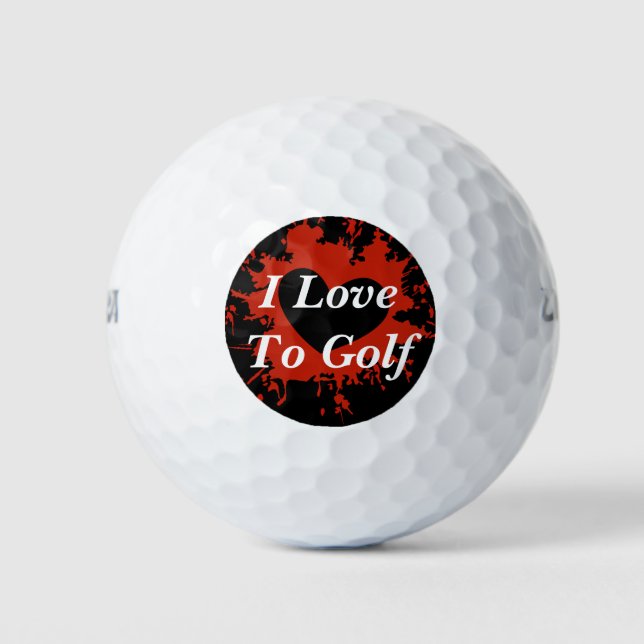 Red Paint Splatter Heart Golf Balls (Front)