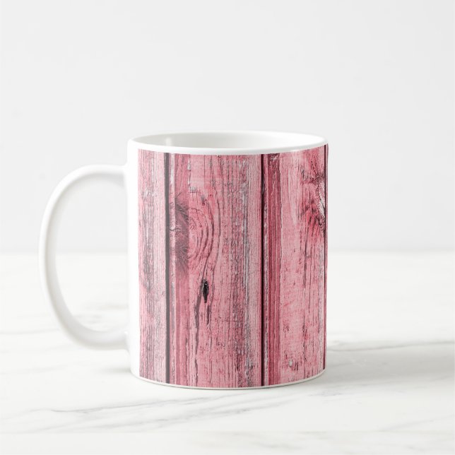 Red paint wooden desks texture. aged, home decor,  coffee mug (Left)