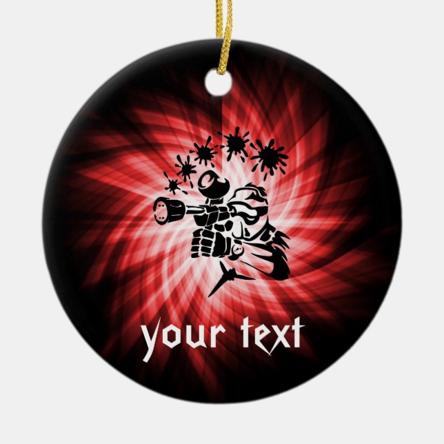 Red Paintball Ceramic Tree Decoration (Front)