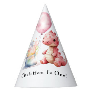 Red Painted Dinosaur One A Saurus Birthday  Party Hat