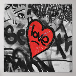 red painted heart poster