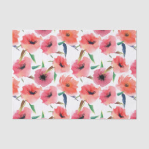 Red Painted Poppies Watercolor Floral Tissue Paper
