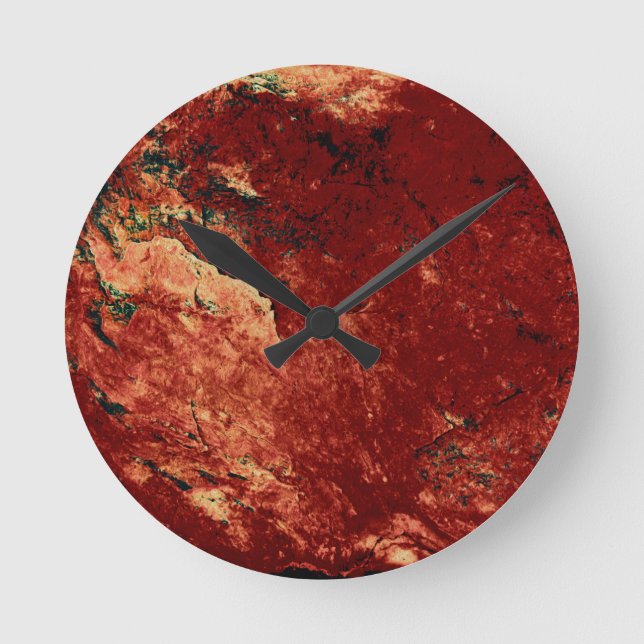 Red Painted Rock Round Clock (Front)