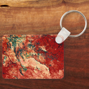 Red Painted Rock Wall Key Ring