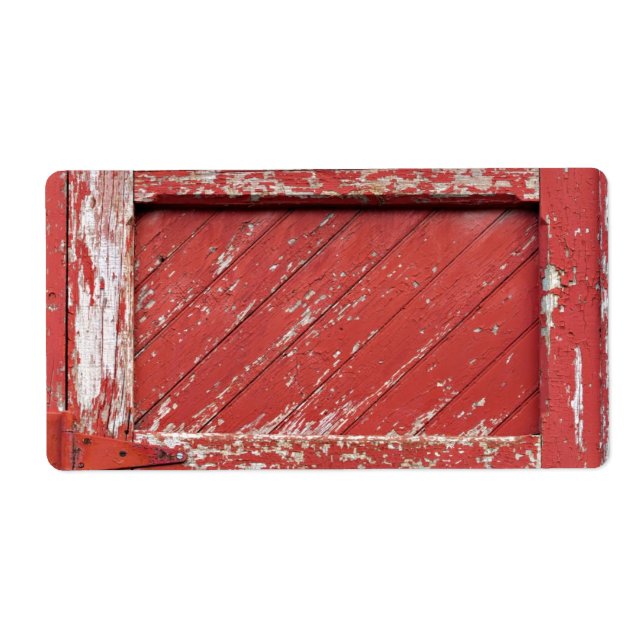 Red Painted Wooden Barn Door (Front)