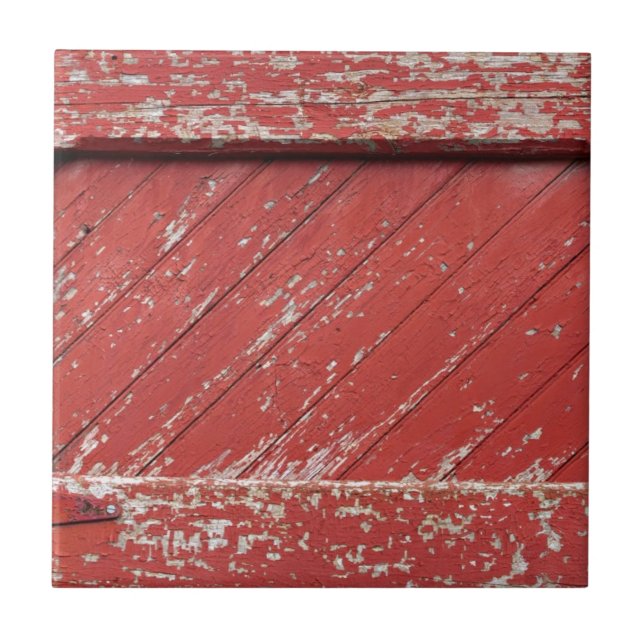 Red Painted Wooden Barn Door Tile (Front)