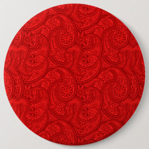 Red Paisley 6 Cm Round Badge