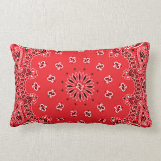 Red Paisley Bandanna Pattern Lumbar Cushion