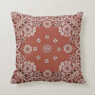 red paisley bandanna throw pillow