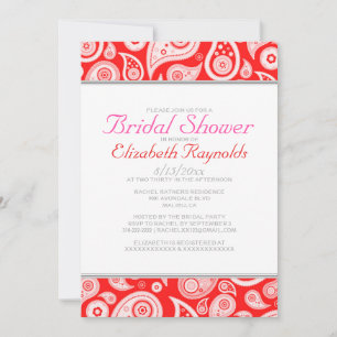 Red Paisley Bridal Shower Invitations