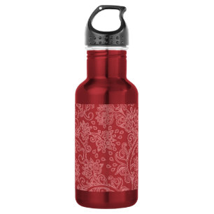Red Paisley Damask Designer Floral Vintage Classic 532 Ml Water Bottle